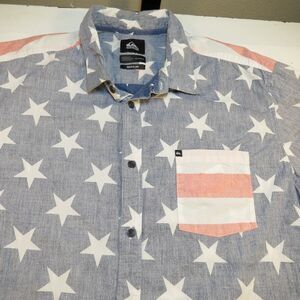 QUIKSILVER USA AMERICA AMERICAN UNITED STATES FLAG Reverse Print SHIRT Mens XXL